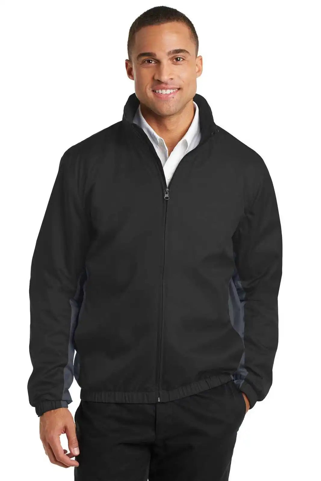 Port Authority J330 Core Colorblock Wind Jacket - Black Battleship Gray
