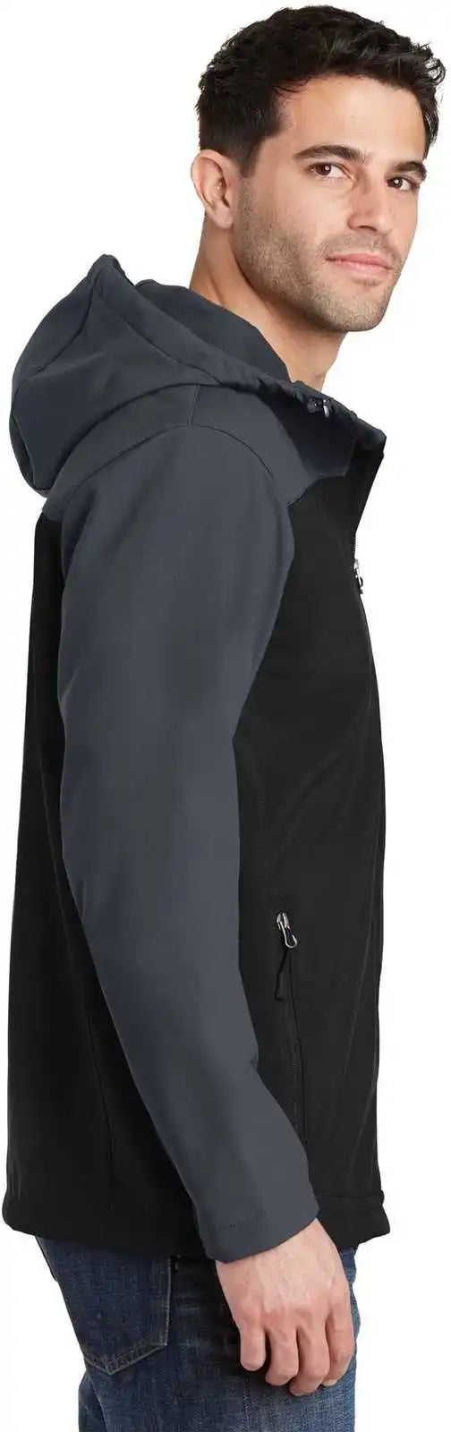 Port Authority J335 Hooded Core Soft Shell Jacket - Black Battleship Gray