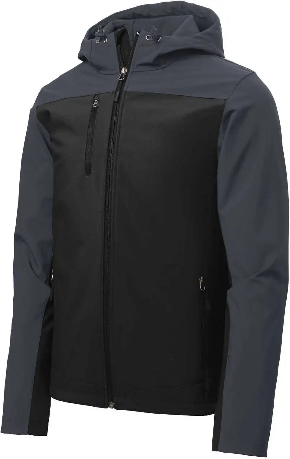 Port Authority J335 Hooded Core Soft Shell Jacket - Black Battleship Gray