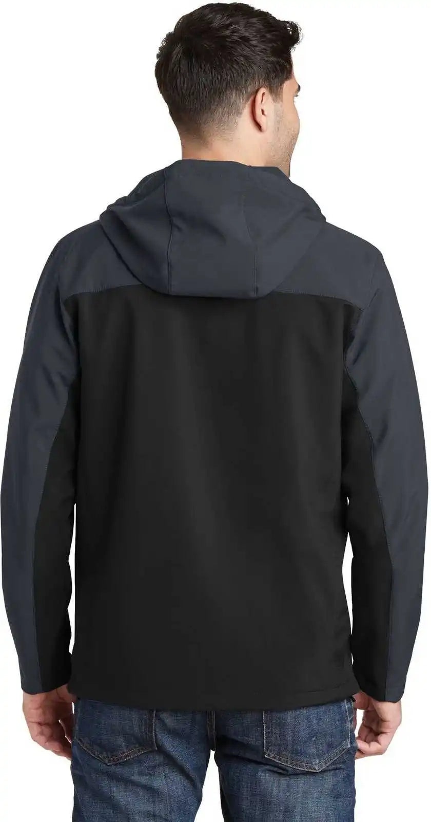 Port Authority J335 Hooded Core Soft Shell Jacket - Black Battleship Gray