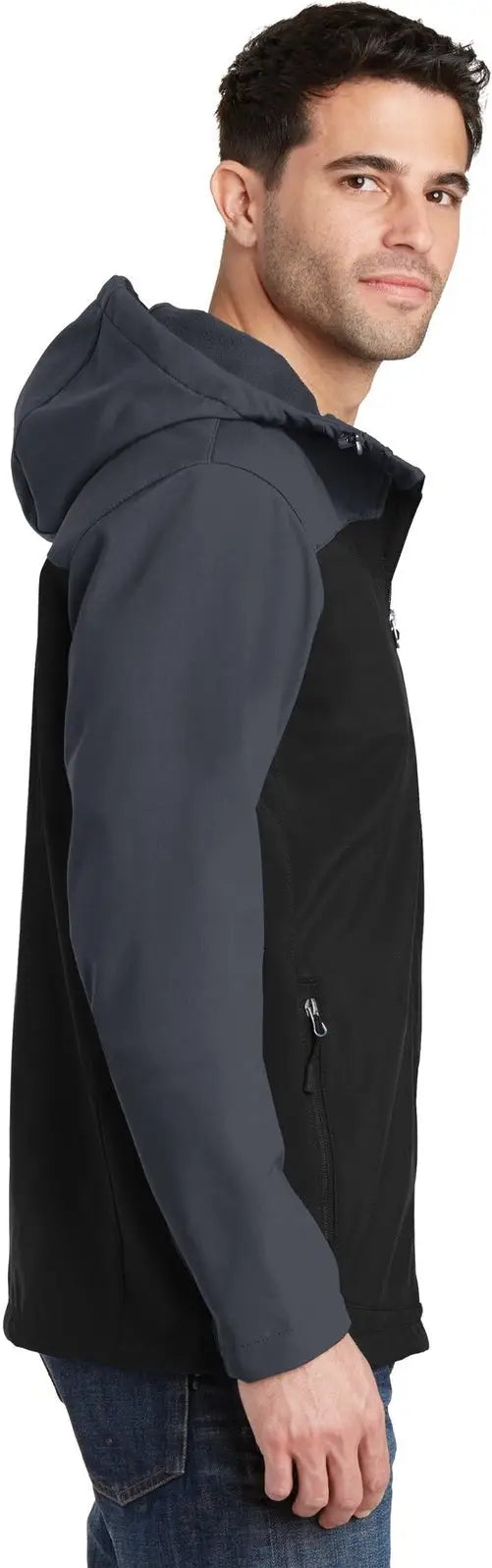 Port Authority J335 Hooded Core Soft Shell Jacket - Black Battleship Gray