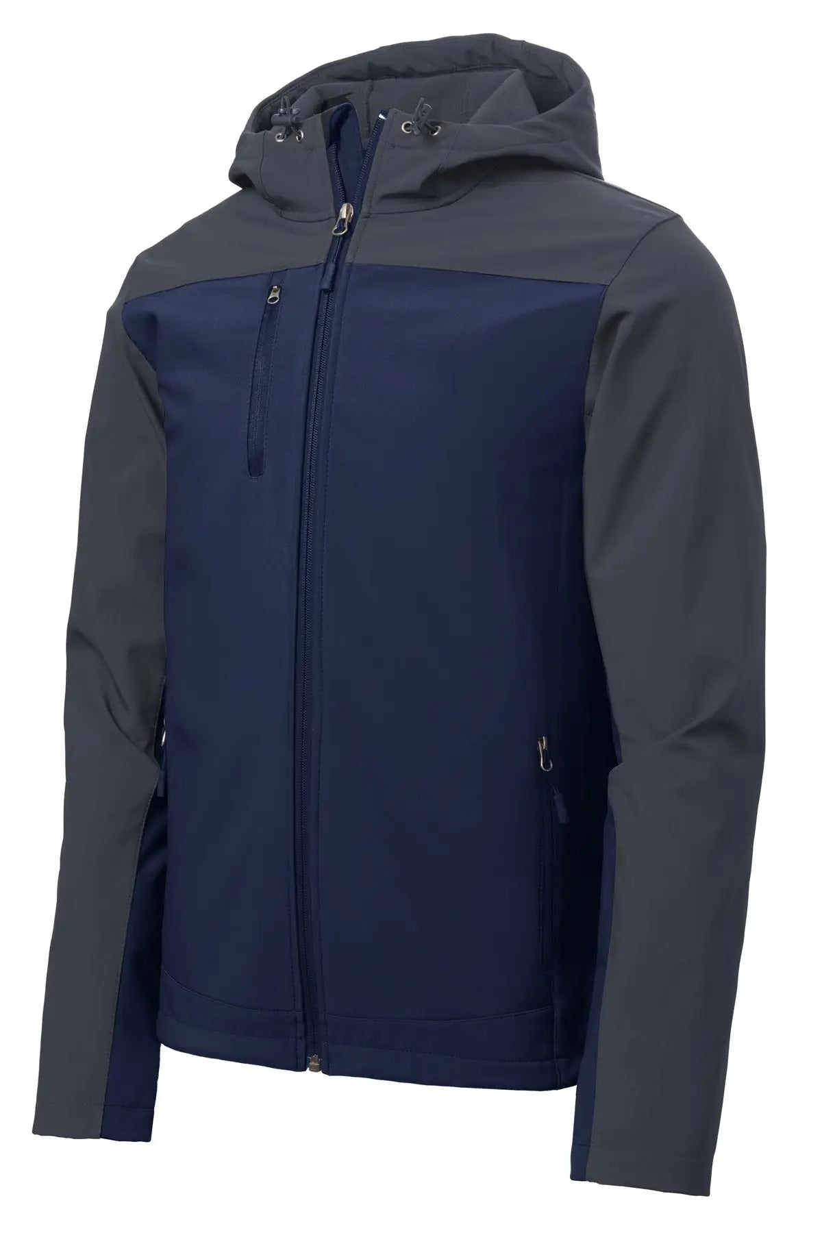 Port Authority J335 Hooded Core Soft Shell Jacket - Dress Blue Navy Battleship Gray