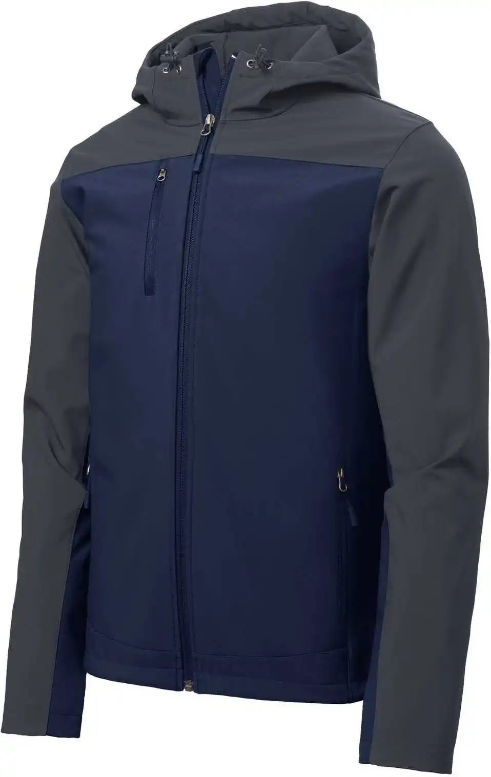 Port Authority J335 Hooded Core Soft Shell Jacket - Dress Blue Navy Battleship Gray