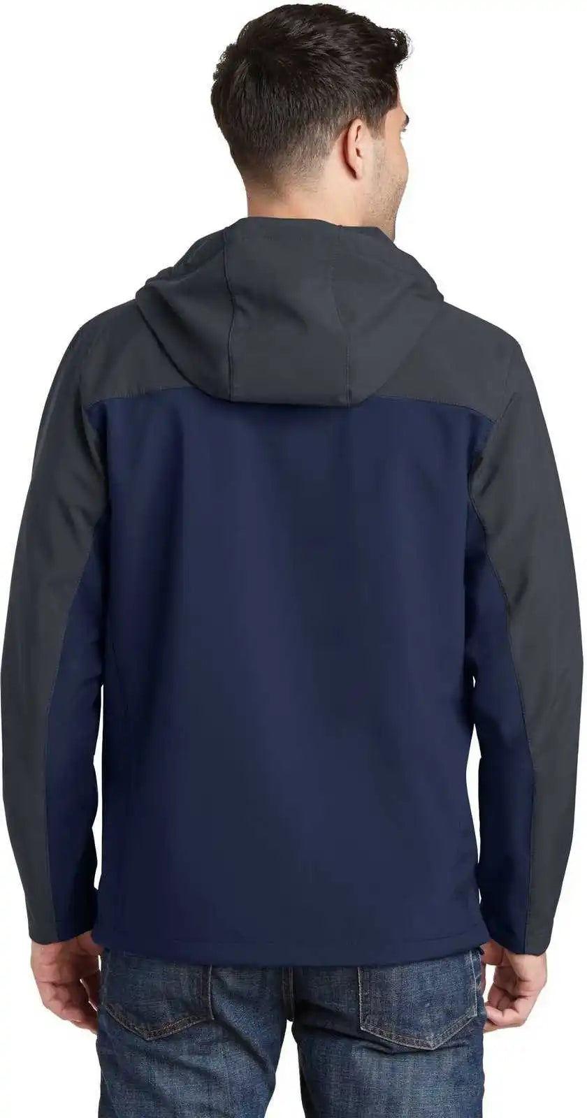 Port Authority J335 Hooded Core Soft Shell Jacket - Dress Blue Navy Battleship Gray