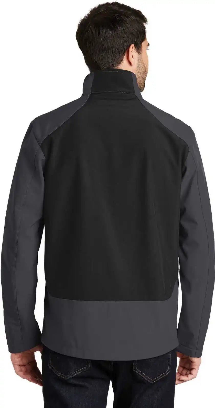 Port Authority J336 Back Block Soft Shell Jacket Battleship Gray Black