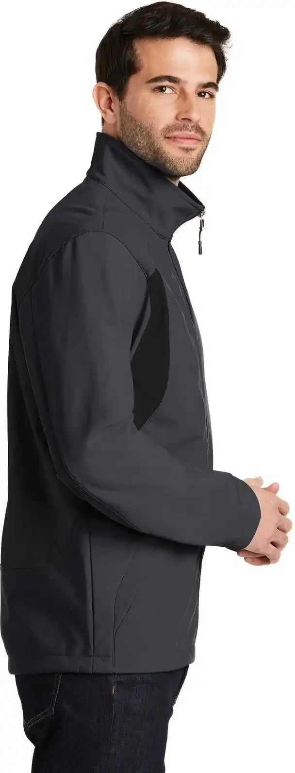 Port Authority J336 Back Block Soft Shell Jacket Battleship Gray Black