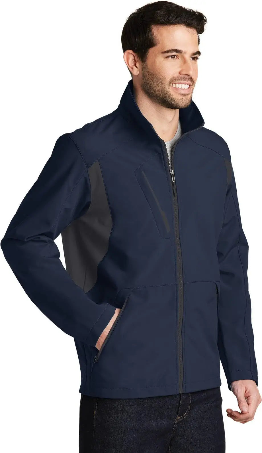 Port Authority J336 Back-block Soft Shell Jacket - Dress Blue Navy Battleship Gray