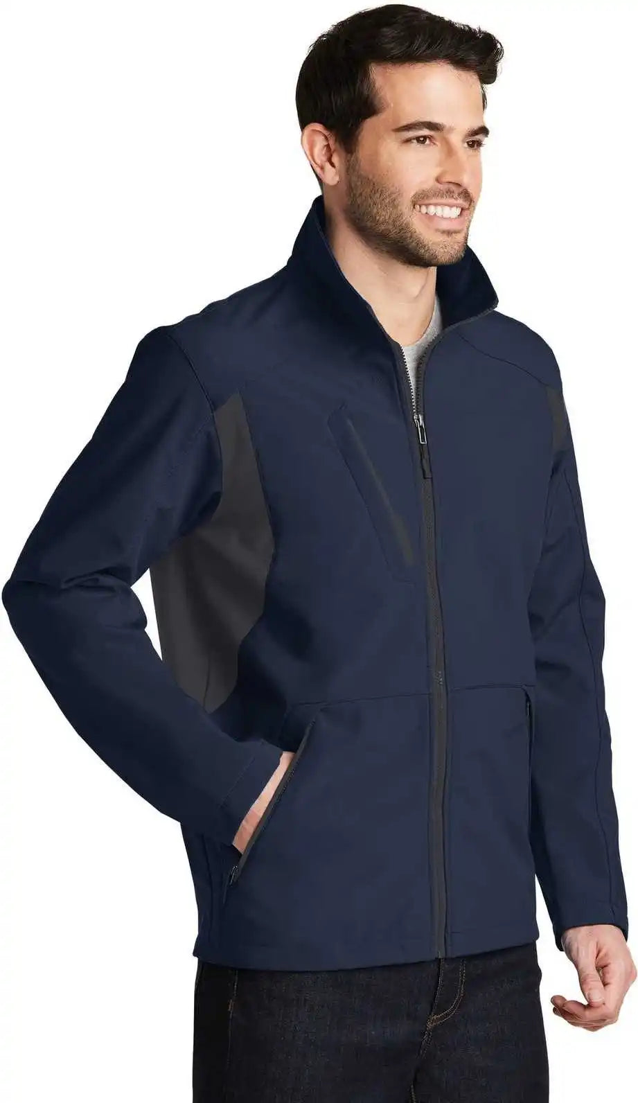 Port Authority J336 Back-block Soft Shell Jacket - Dress Blue Navy Battleship Gray