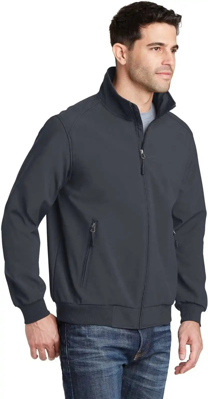 Port Authority J337 Soft Shell Bomber Jacket Battleship Gray