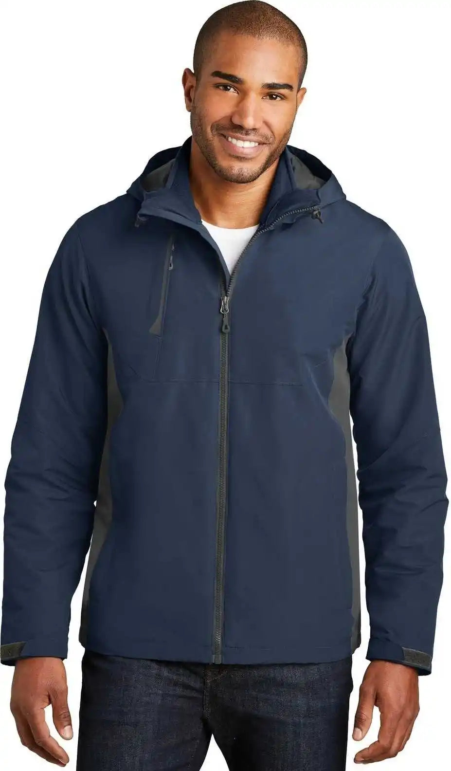 Port Authority J338 Merge 3 in 1 Jacket Dress Blue Navy Gray Steel