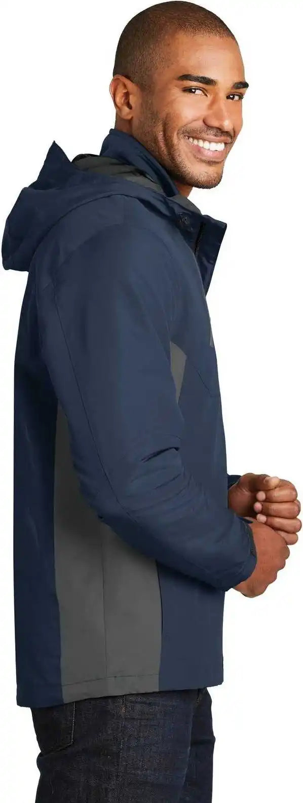 Port Authority J338 Merge 3 in 1 Jacket Dress Blue Navy Gray Steel