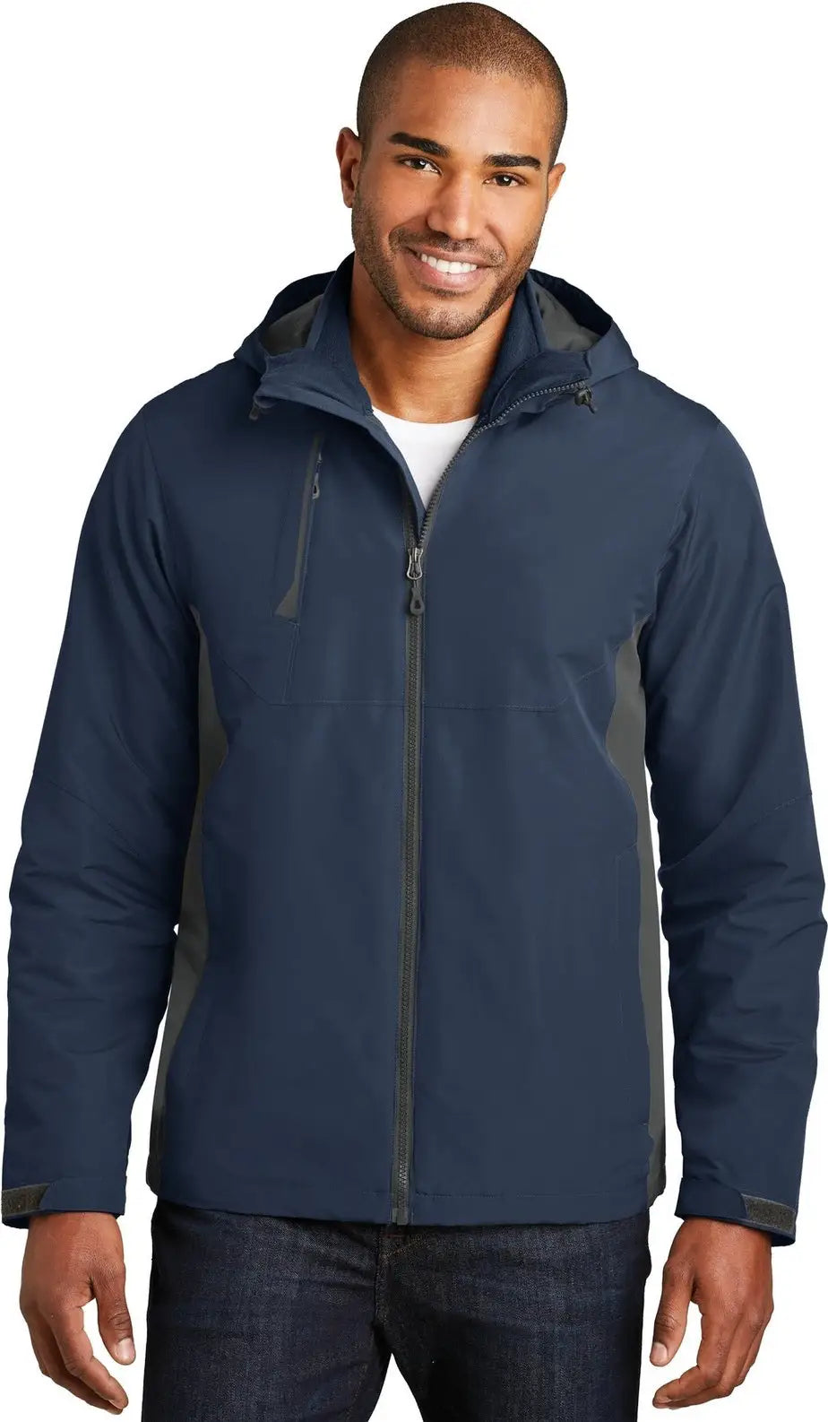 Port Authority J338 Merge 3-in-1 Jacket - Dress Blue Navy Gray Steel - Navy/ / Adult Xs
