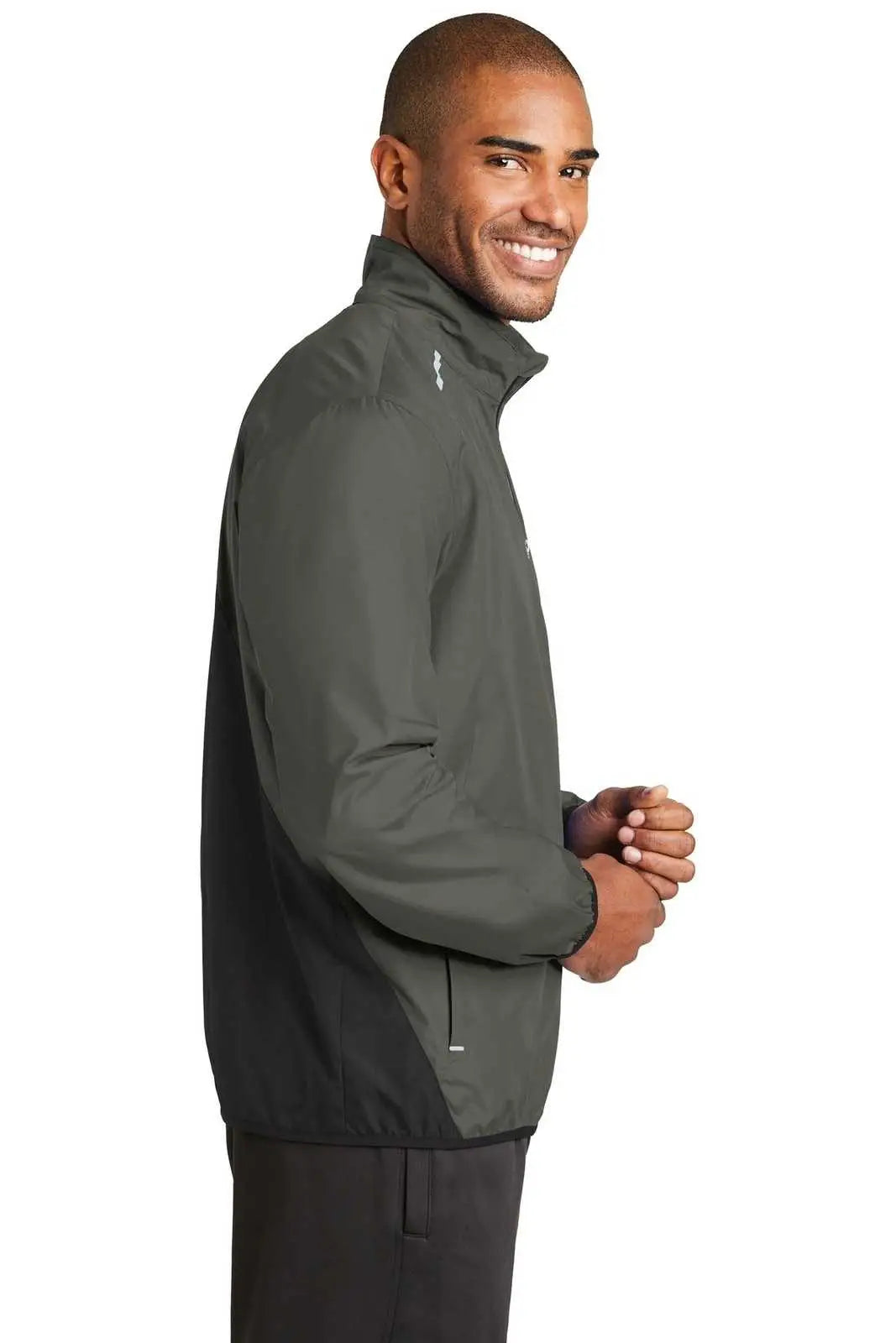 Port Authority J345 Zephyr Reflective Hit Full-zip Jacket - Gray Steel Deep Black