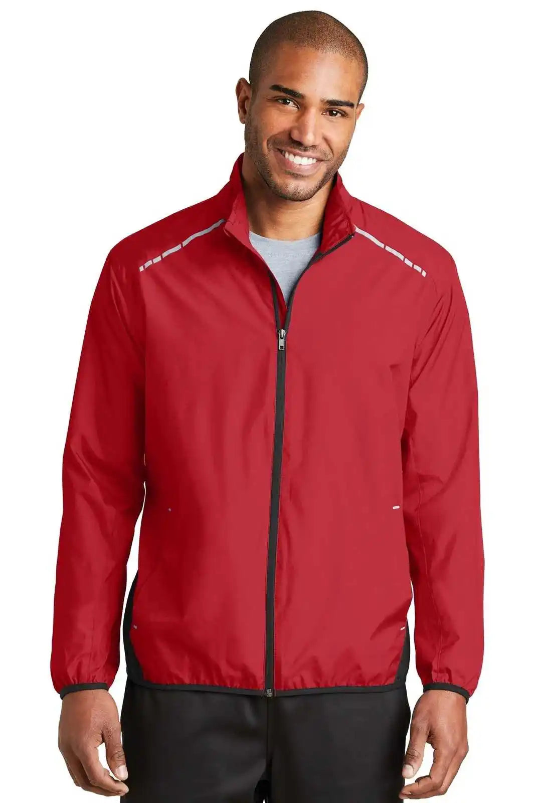 Port Authority J345 Zephyr Reflective Hit Full-zip Jacket - Rich Red Deep Black