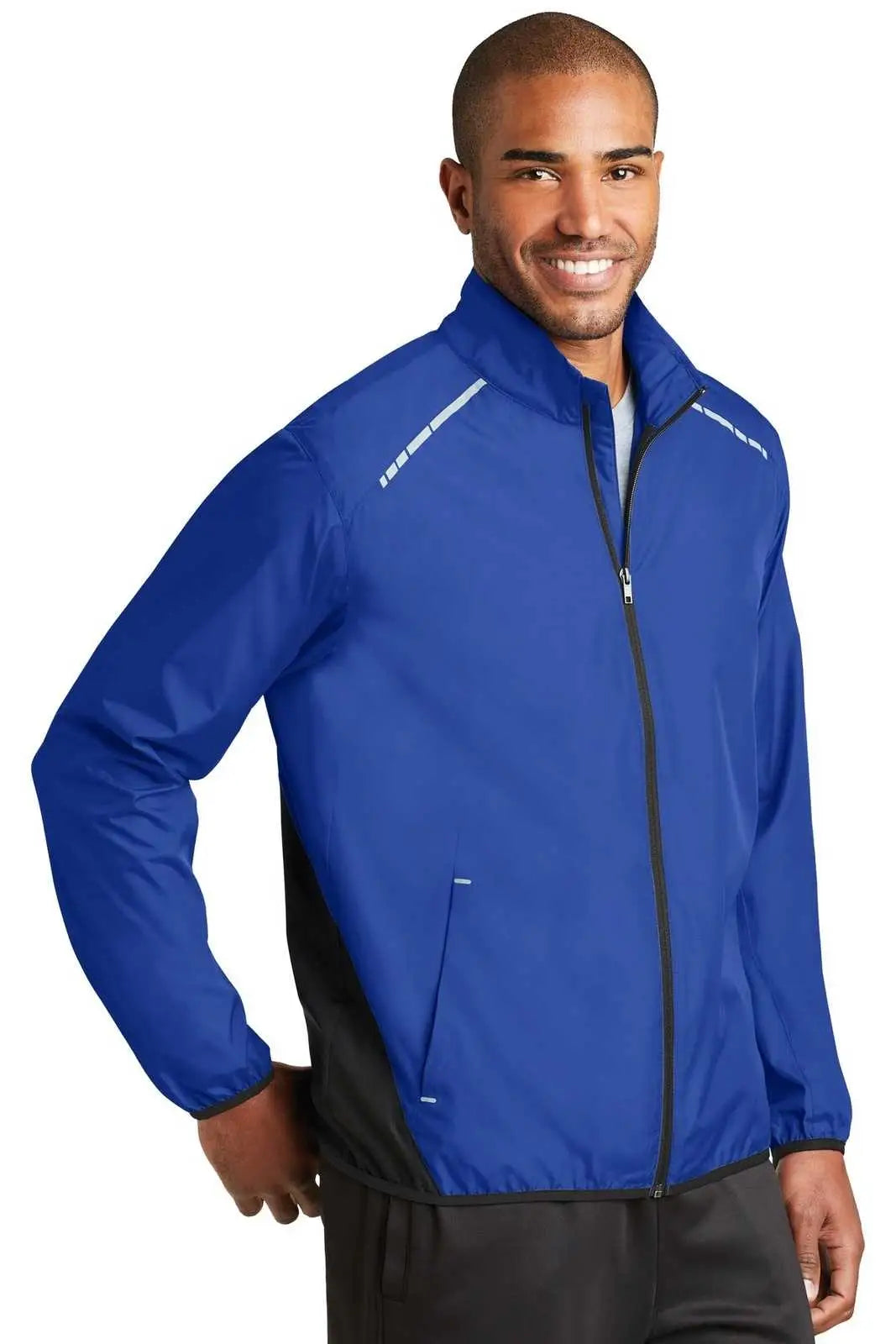 Port Authority J345 Zephyr Reflective Hit Full-zip Jacket - True Royal Deep Black