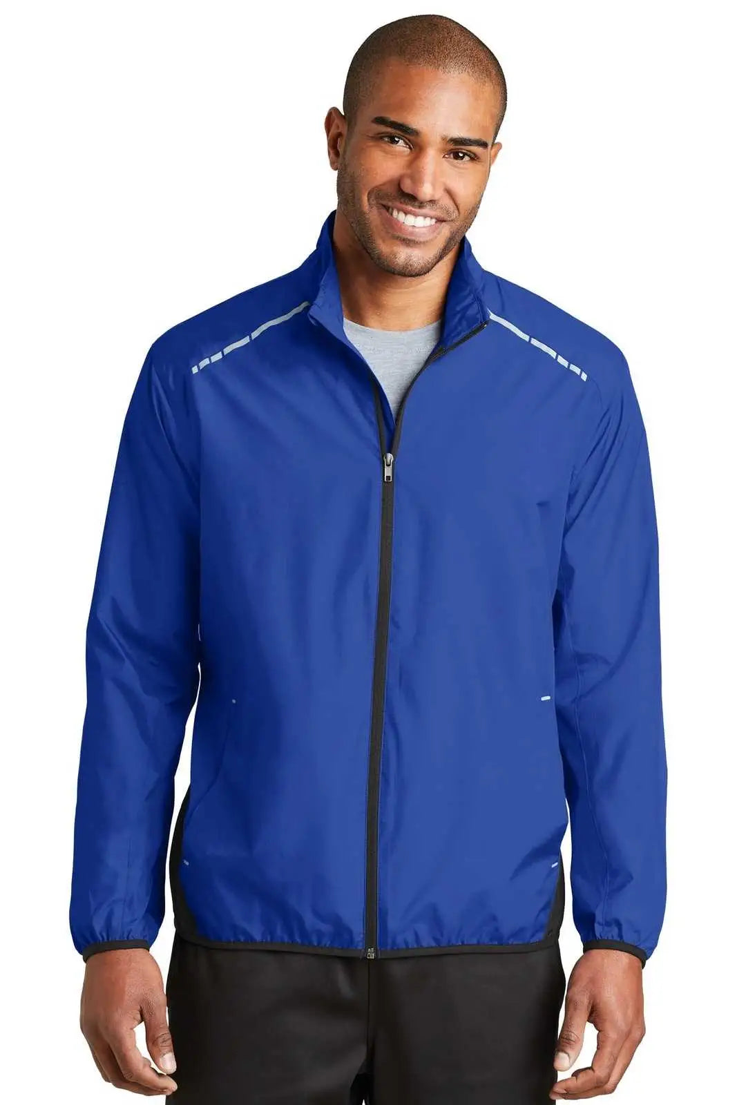 Port Authority J345 Zephyr Reflective Hit Full-zip Jacket - True Royal Deep Black