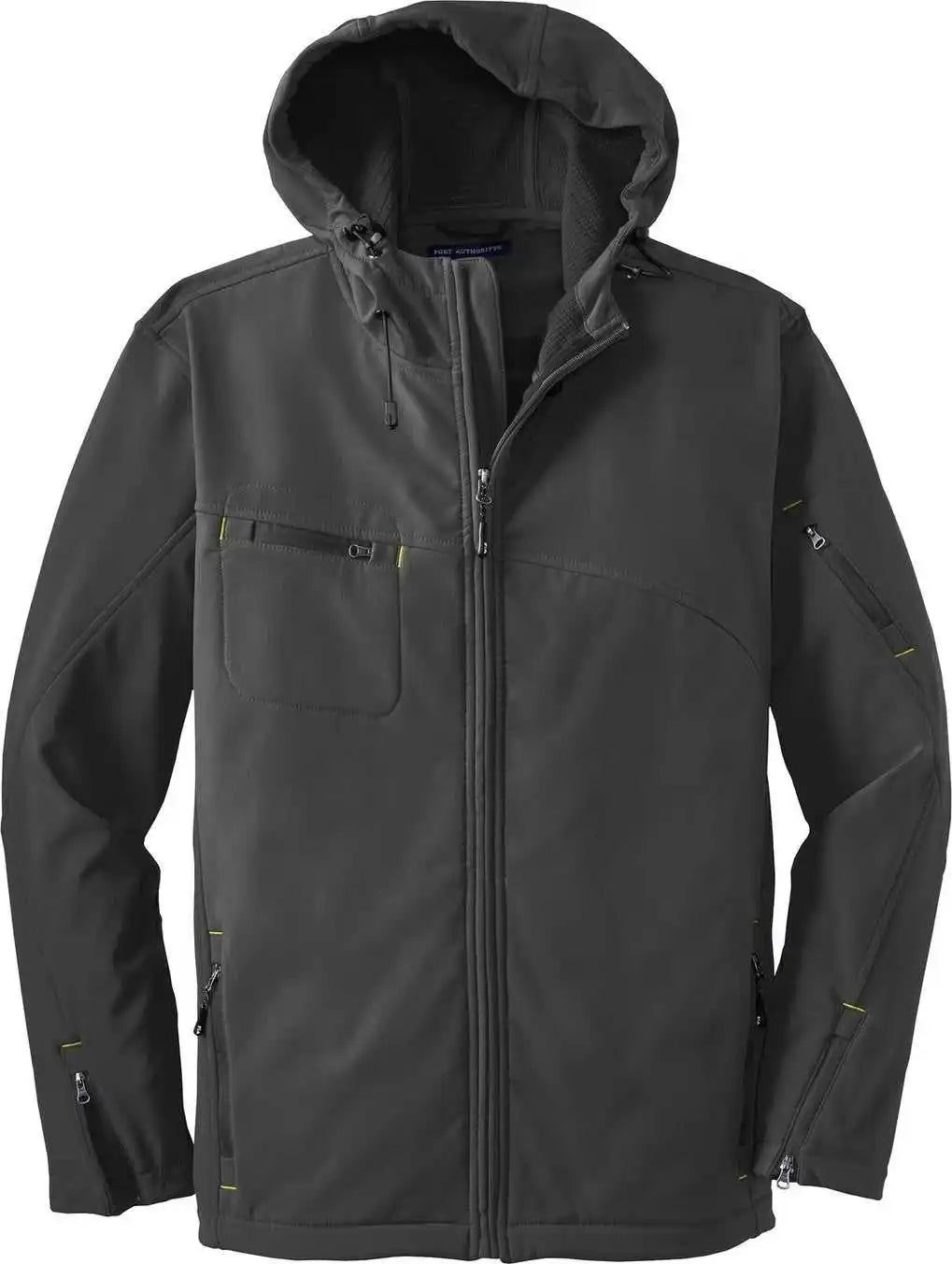 Port Authority J706 Textured Hooded Soft Shell Jacket - Charcoal