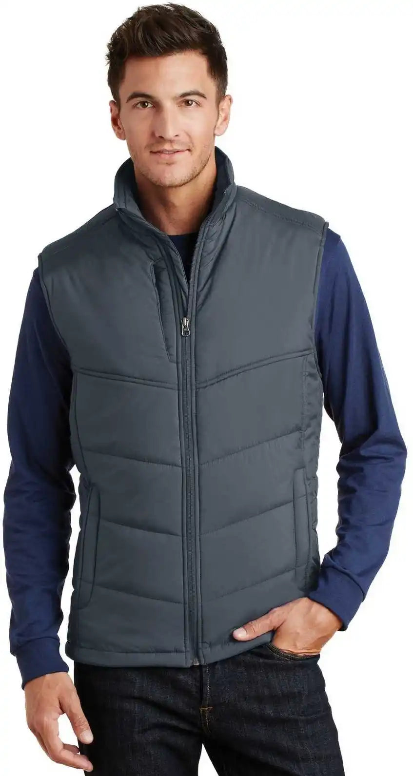 Port Authority J709 Puffy Vest - Dark Slate Black
