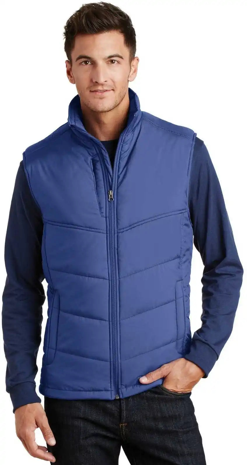 Port Authority J709 Puffy Vest Mediterranean Blue Black