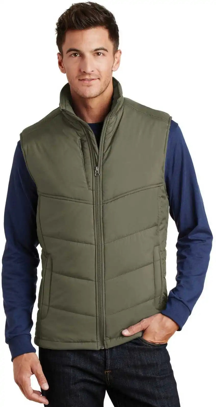 Port Authority J709 Puffy Vest - Olive Cayenne
