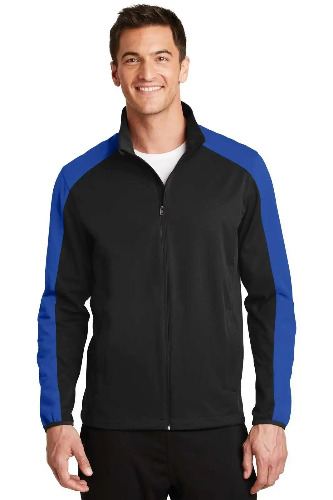 Port Authority J718 Active Colorblock Soft Shell Jacket - Deep Black True Royal
