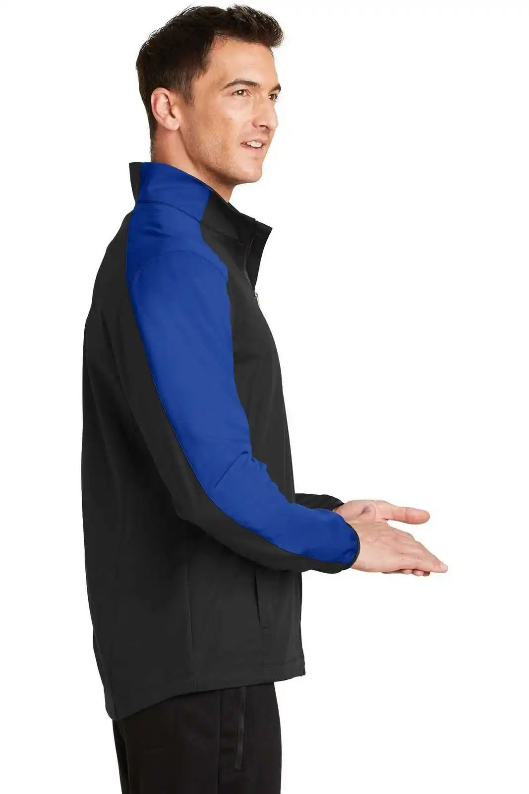 Port Authority J718 Active Colorblock Soft Shell Jacket - Deep Black True Royal