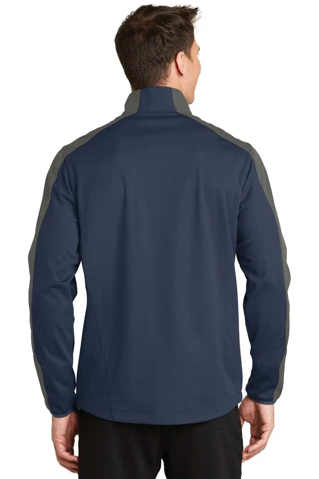 Port Authority J718 Active Colorblock Soft Shell Jacket - Dress Blue Navy Gray Steel