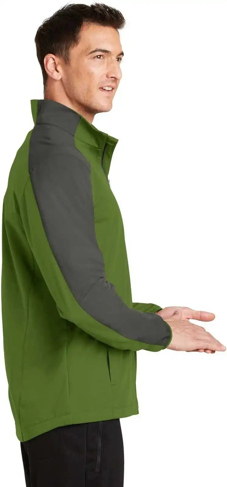 Port Authority J718 Active Colorblock Soft Shell Jacket - Garden Green Gray Steel