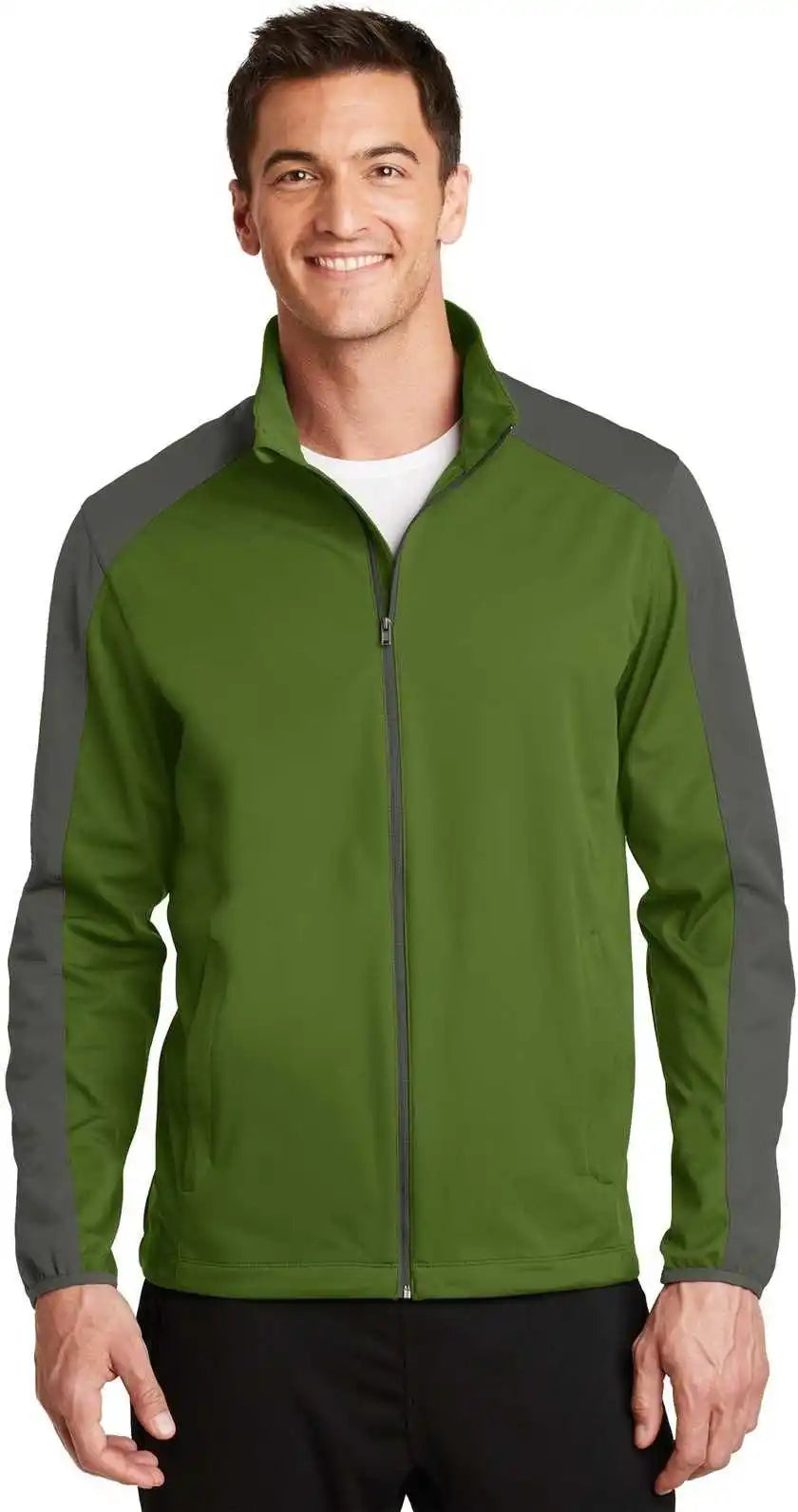 Port Authority J718 Active Colorblock Soft Shell Jacket - Garden Green Gray Steel
