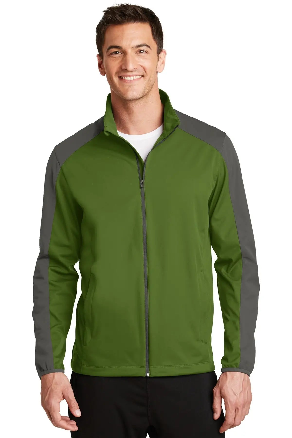 Port Authority J718 Active Colorblock Soft Shell Jacket - Garden Green Gray Steel