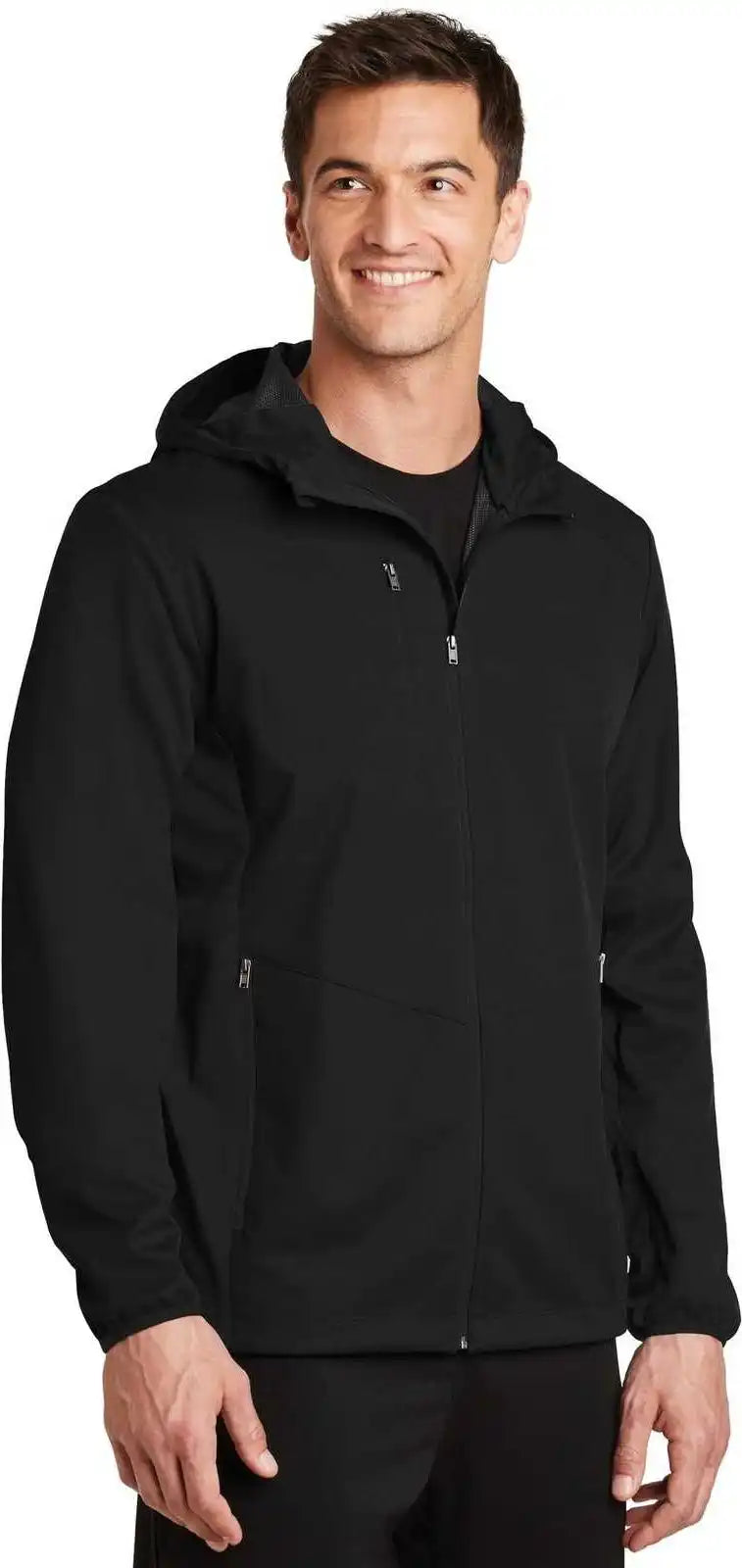 Port Authority J719 Active Hooded Soft Shell Jacket - Deep Black