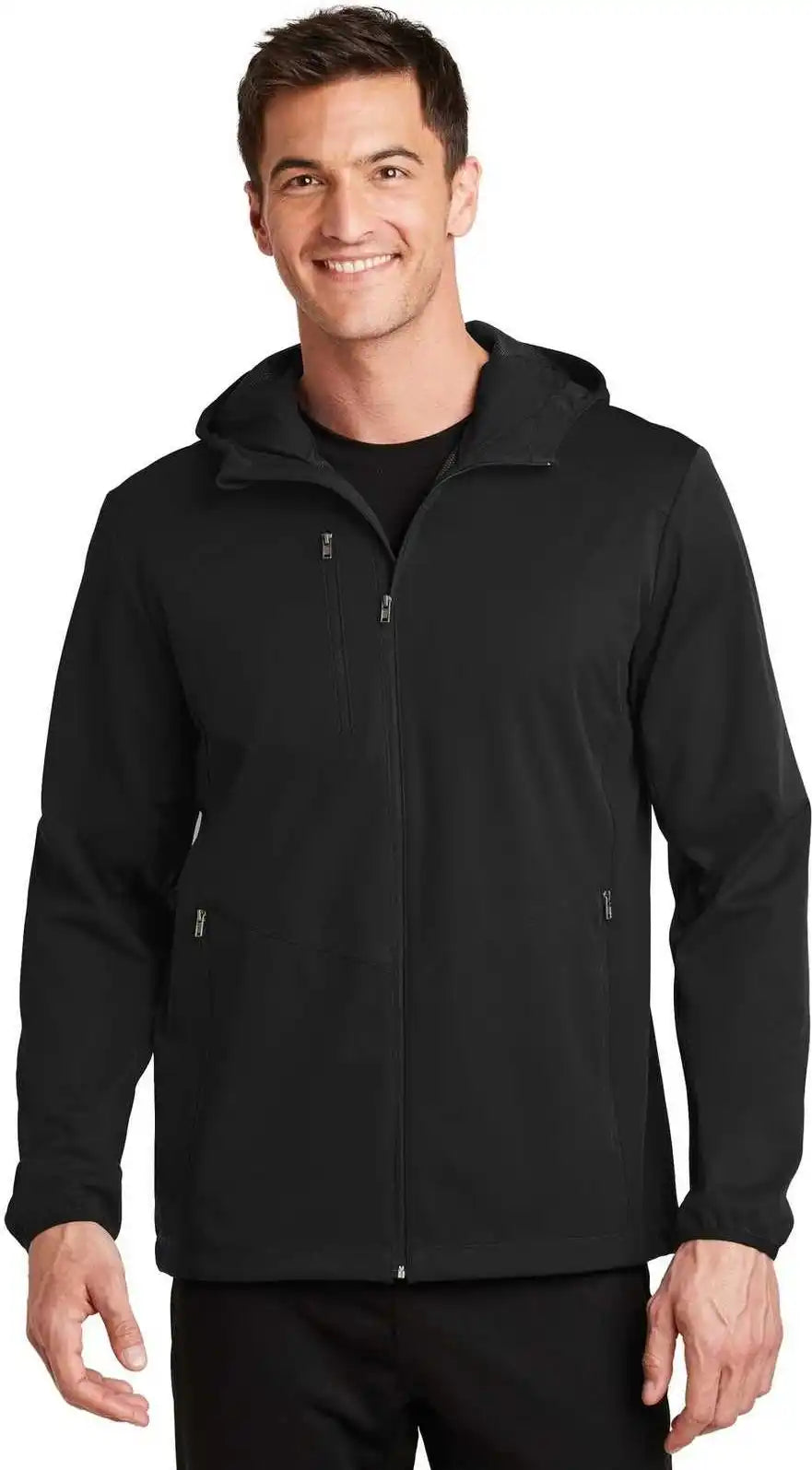 Port Authority J719 Active Hooded Soft Shell Jacket - Deep Black