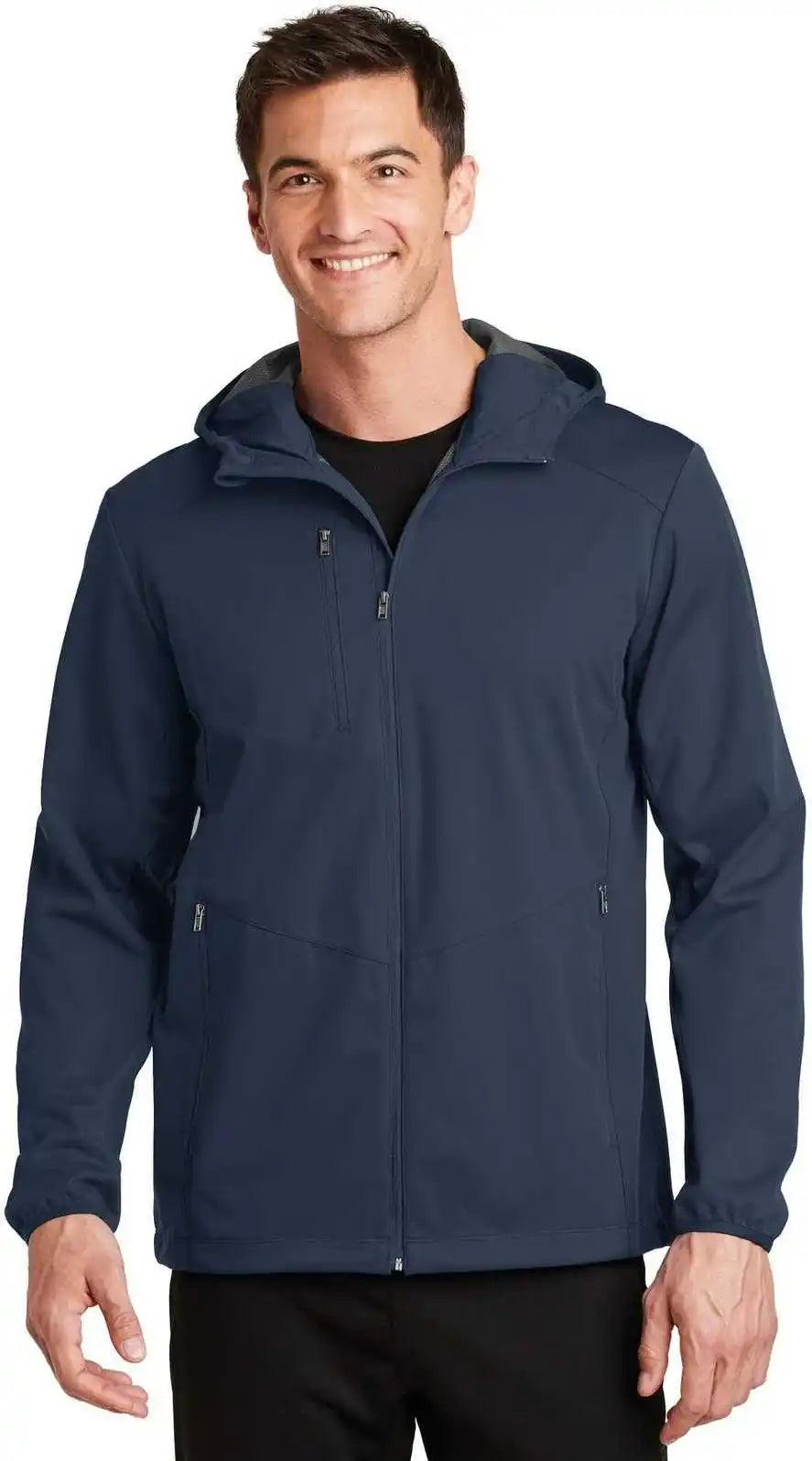 Port Authority J719 Active Hooded Soft Shell Jacket Dress Blue Navy