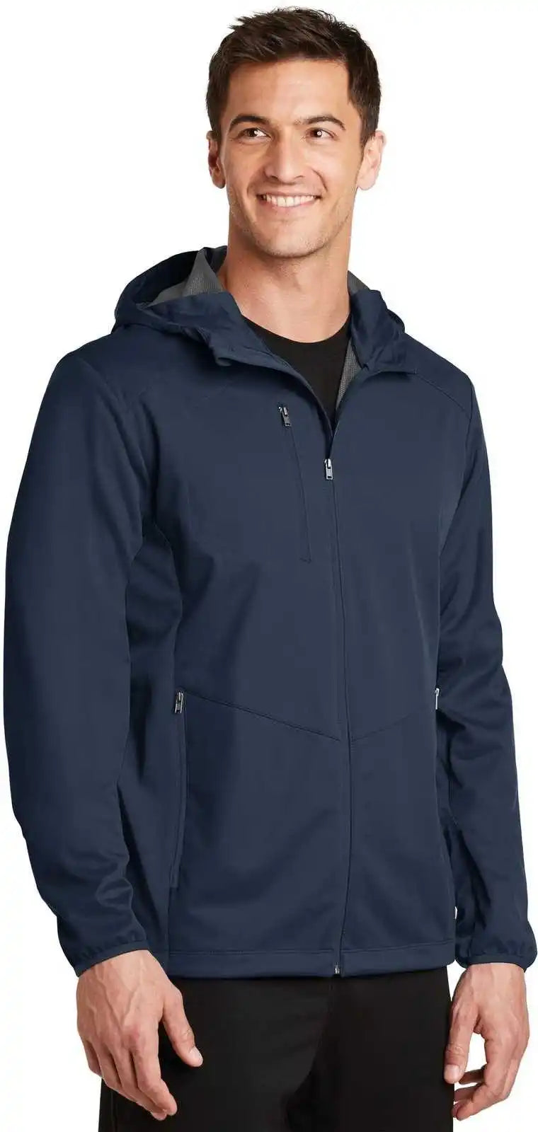 Port Authority J719 Active Hooded Soft Shell Jacket Dress Blue Navy