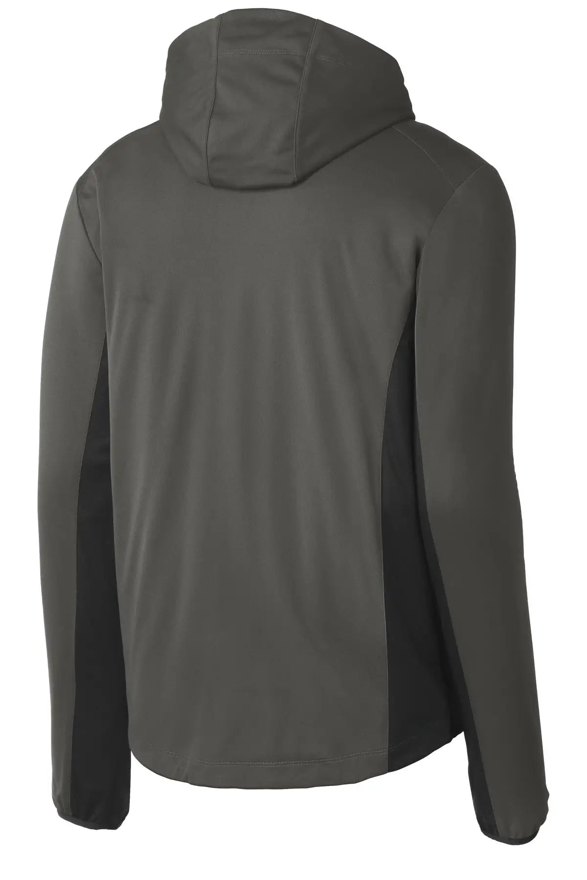 Port Authority J719 Active Hooded Soft Shell Jacket - Gray Steel Deep Black - Steel/ / Adult Xs