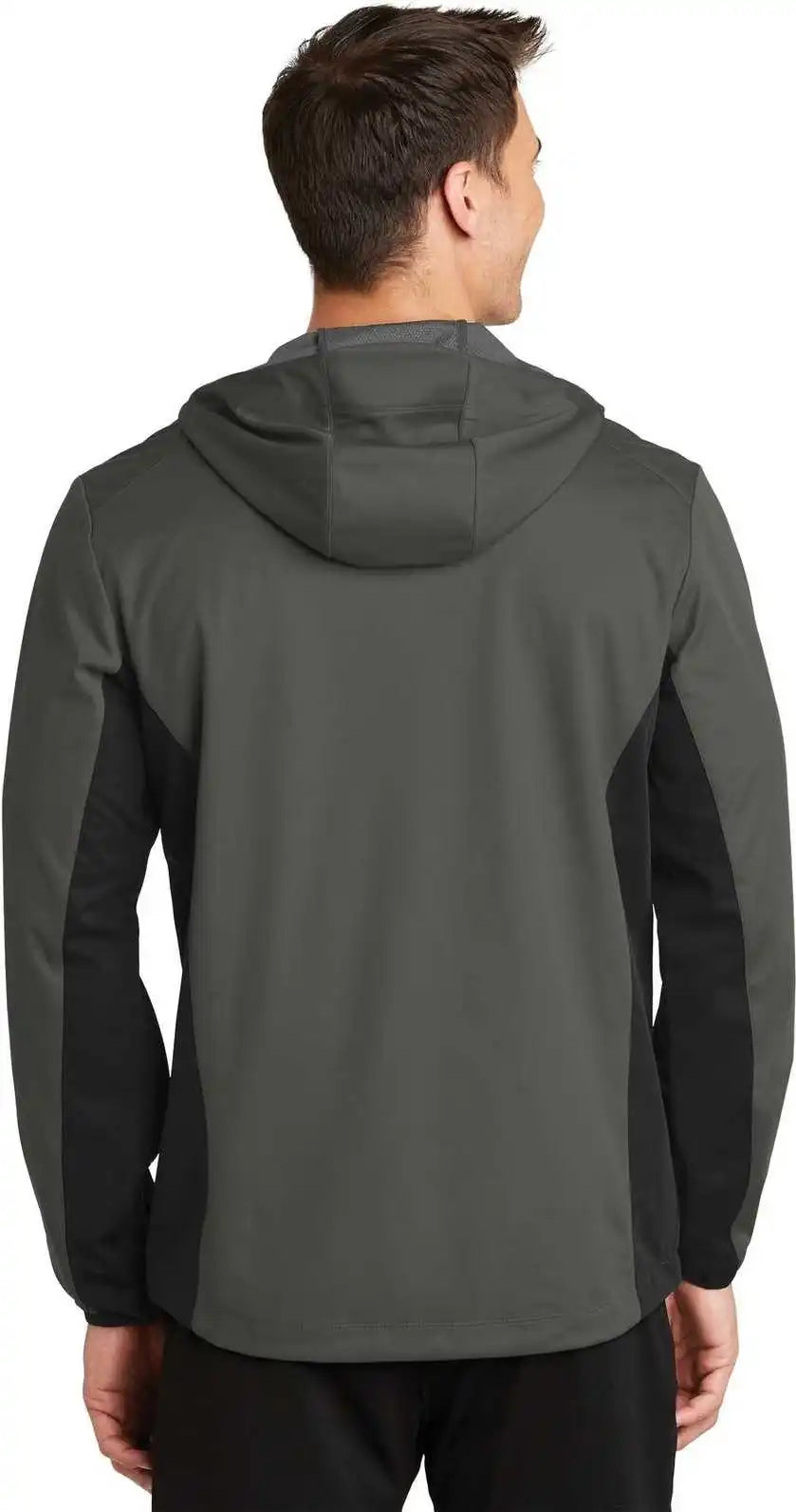 Port Authority J719 Active Hooded Soft Shell Jacket Gray Steel Deep Black