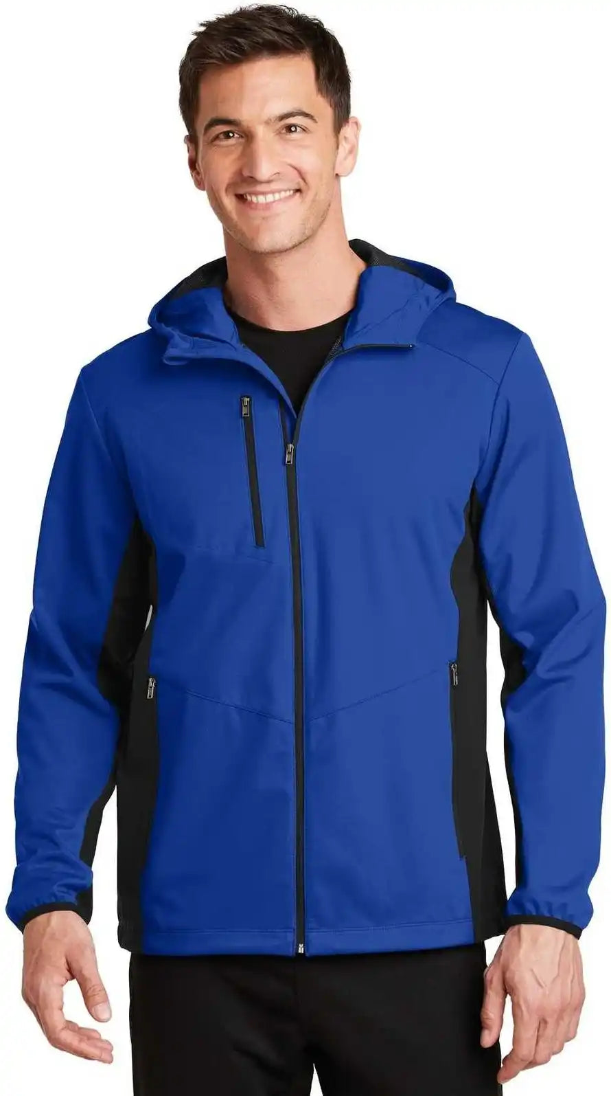 Port Authority J719 Active Hooded Soft Shell Jacket - True Royal Deep Black