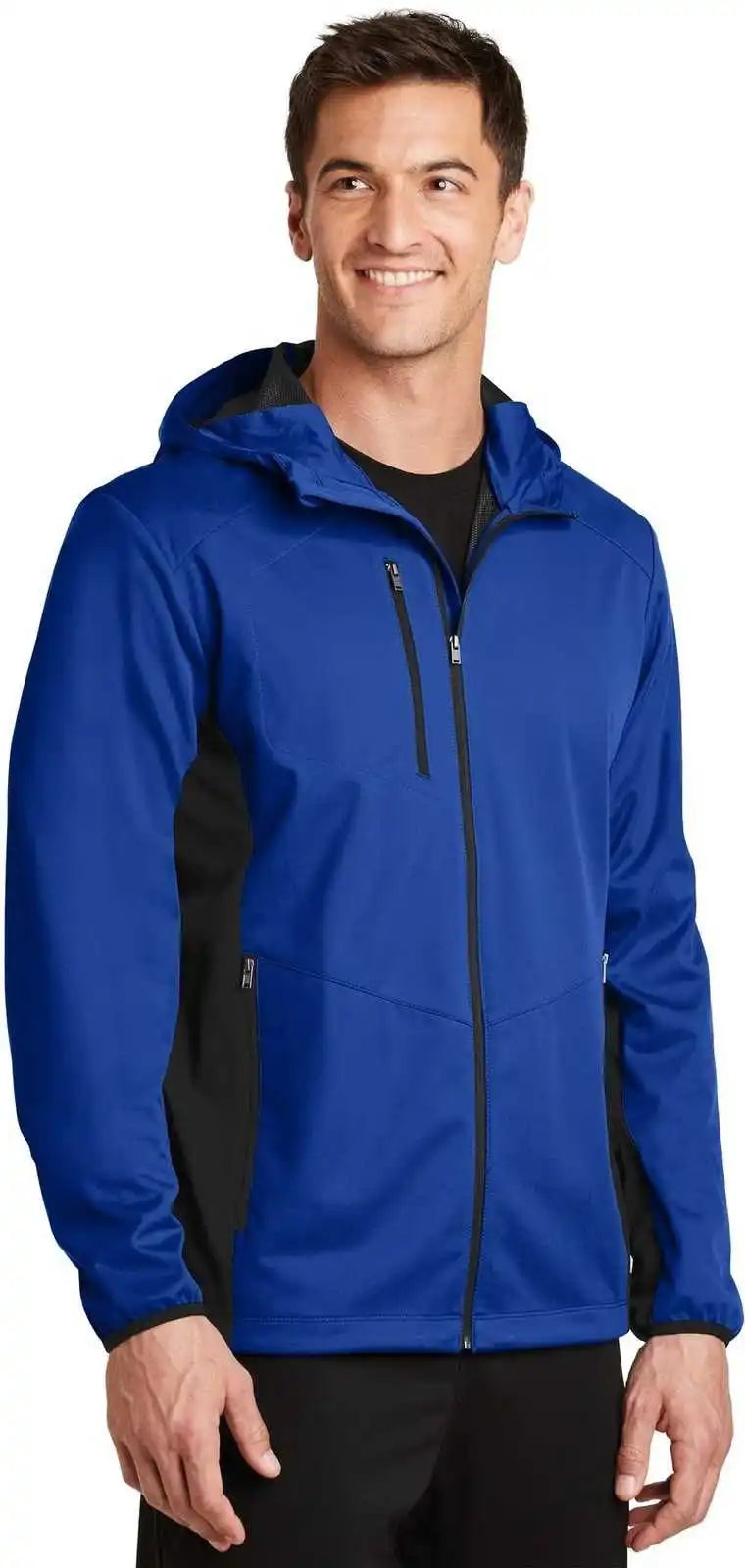 Port Authority J719 Active Hooded Soft Shell Jacket - True Royal Deep Black