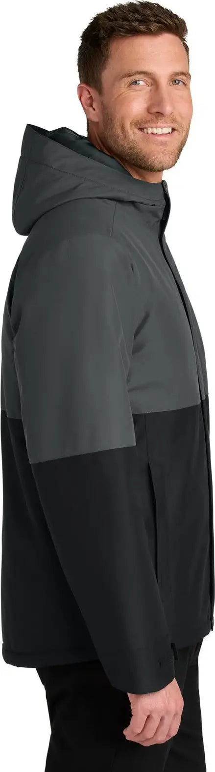 Port Authority J721 Insulated Heavy Ripstop Jacket - Gray Steel Deep Black