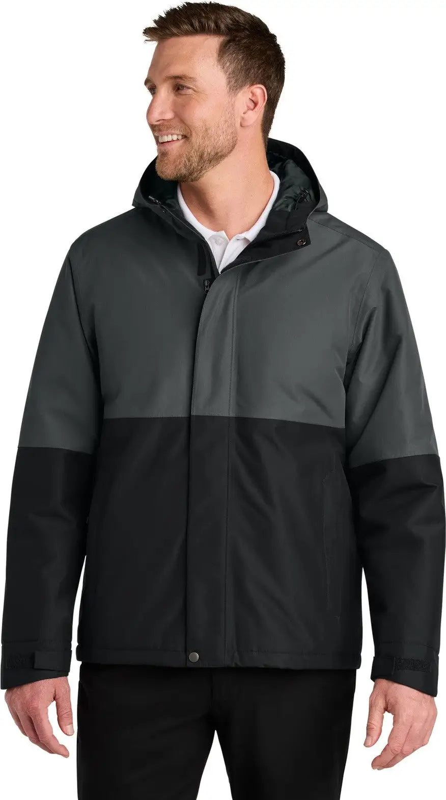 Port Authority J721 Insulated Heavy Ripstop Jacket - Gray Steel Deep Black - Steel/ / Adult Xs