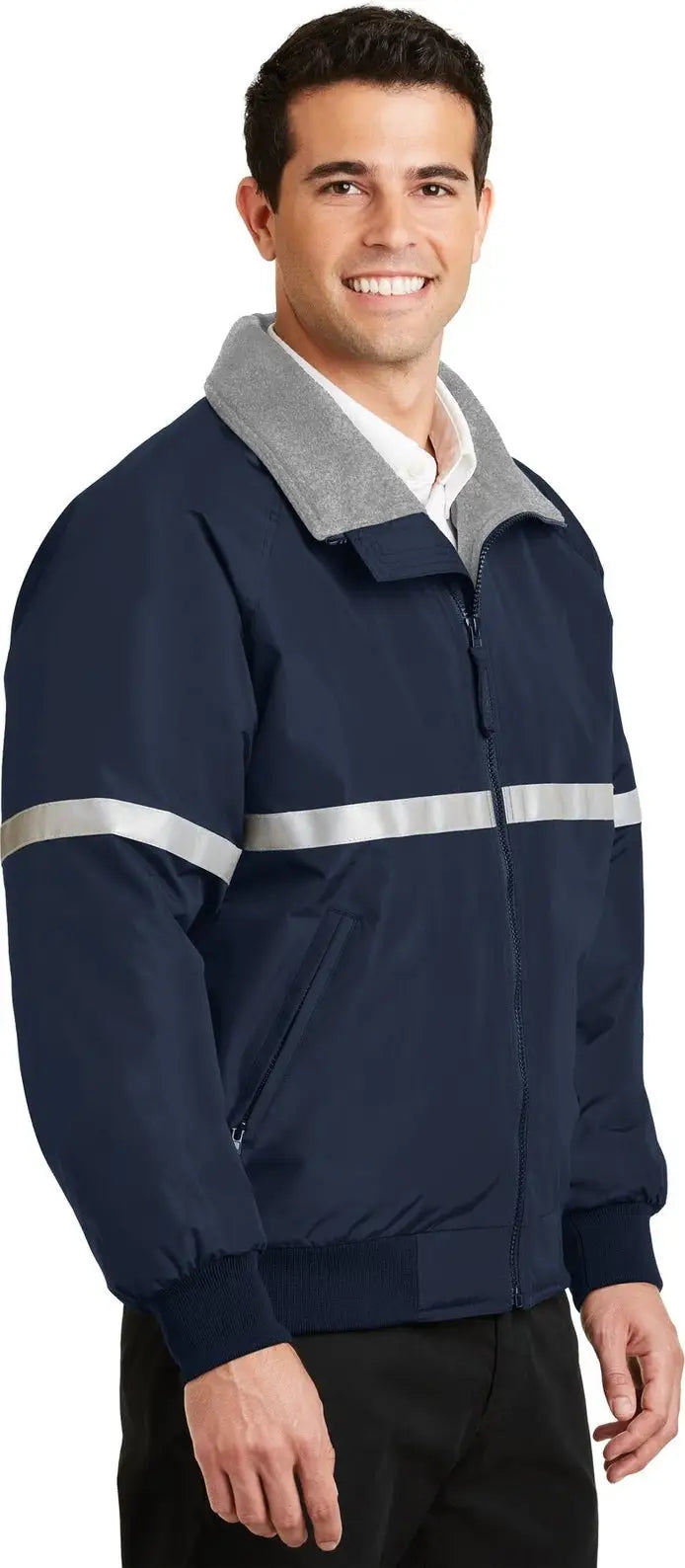Port Authority J754r Challenger Jacket with Reflective Taping - True Navy Gray Heather