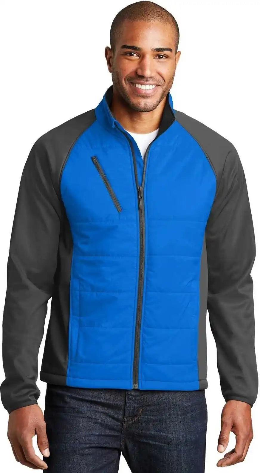Port Authority J787 Hybrid Soft Shell Jacket - Skydiver Blue Gray Steel