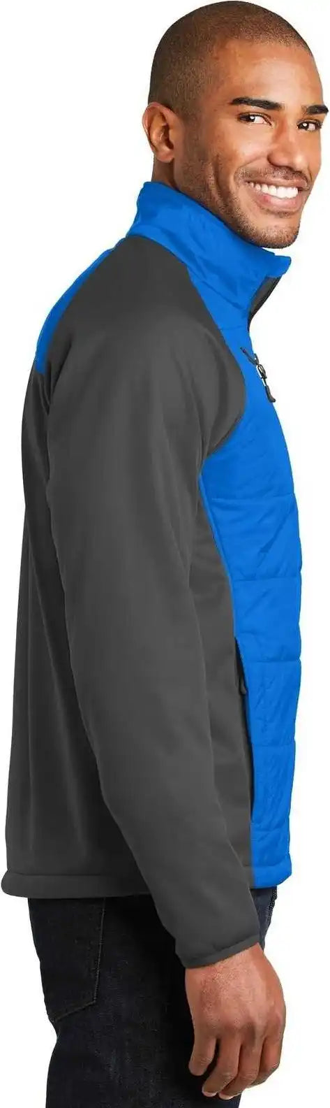 Port Authority J787 Hybrid Soft Shell Jacket - Skydiver Blue Gray Steel