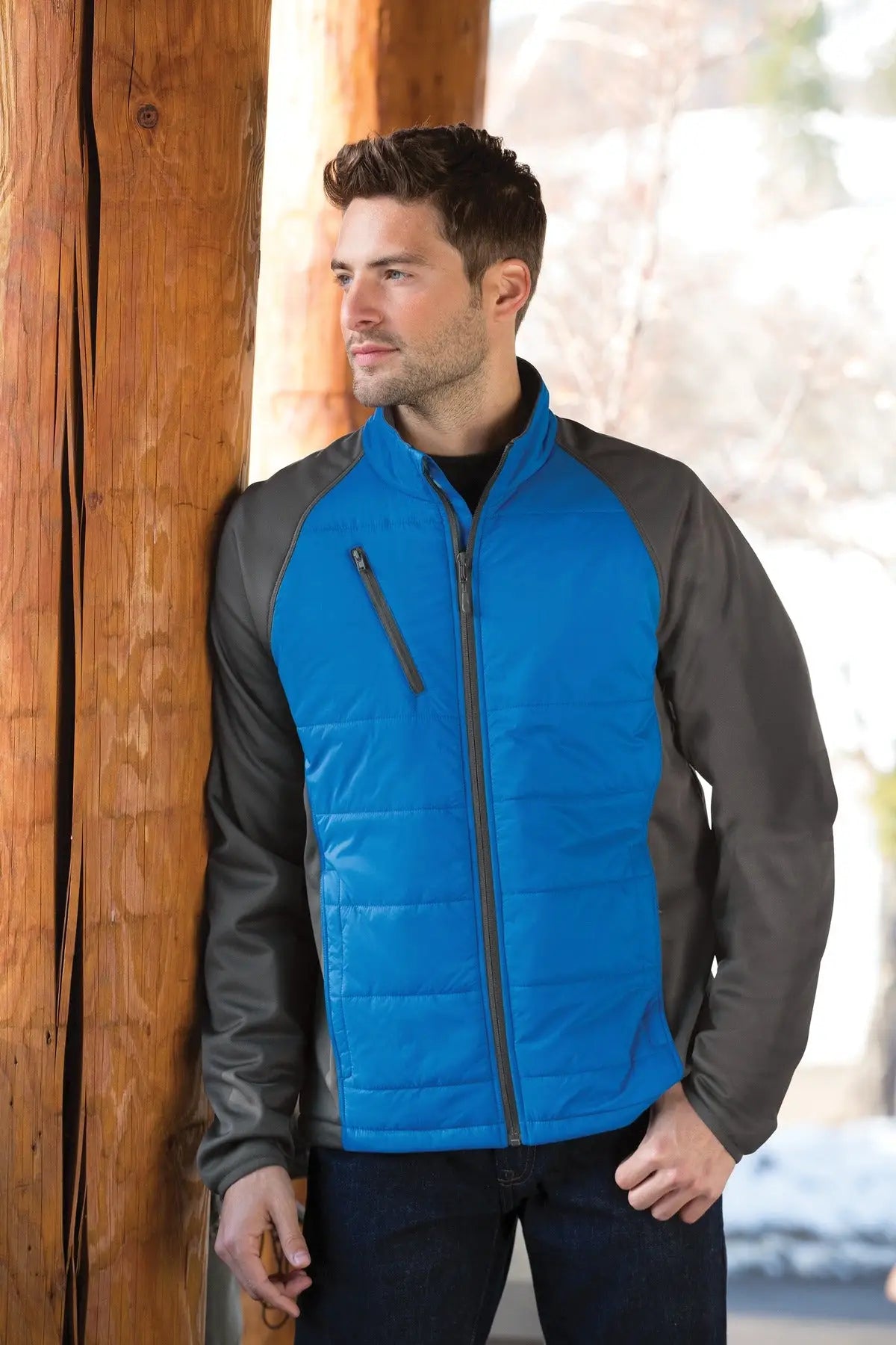 Port Authority J787 Hybrid Soft Shell Jacket - Skydiver Blue Gray Steel