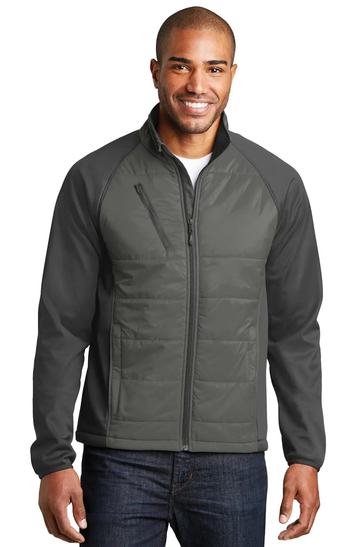 Port Authority J787 Hybrid Soft Shell Jacket - Smoke Gray Steel - Gray/ / Adult Xs