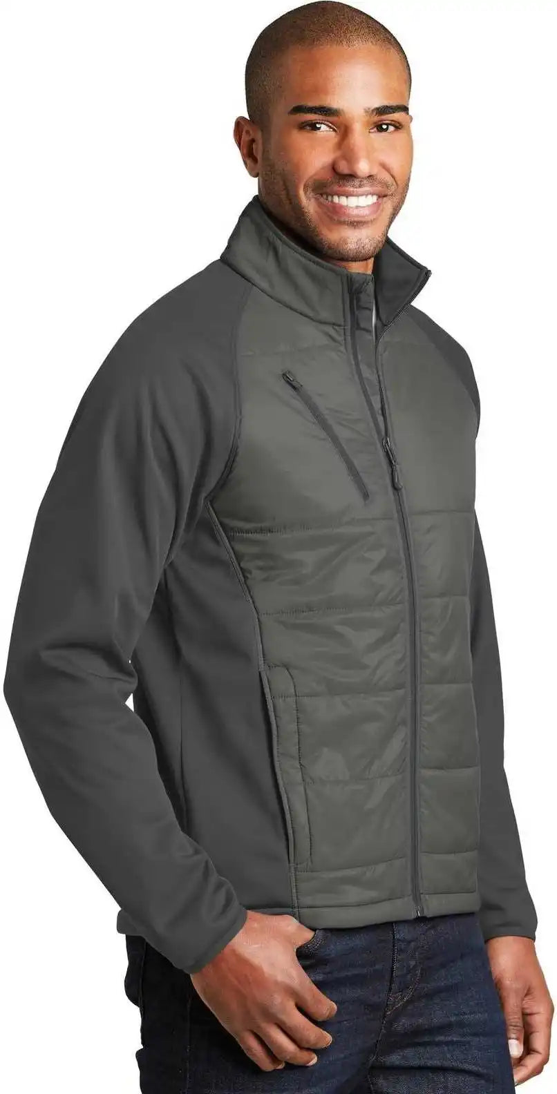 Port Authority J787 Hybrid Soft Shell Jacket Smoke Gray Steel