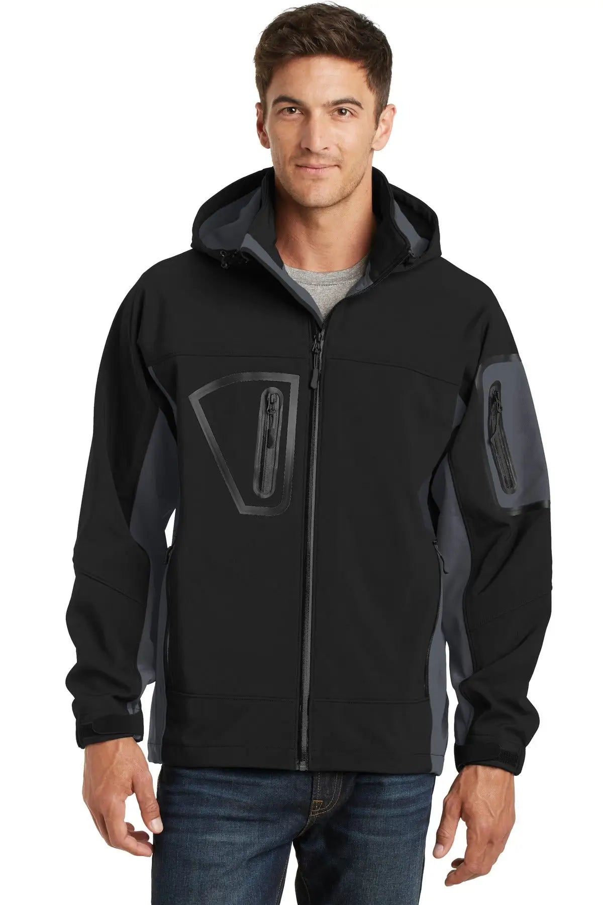 Port Authority J798 Waterproof Soft Shell Jacket - Black/ Graphite / Adult Xs