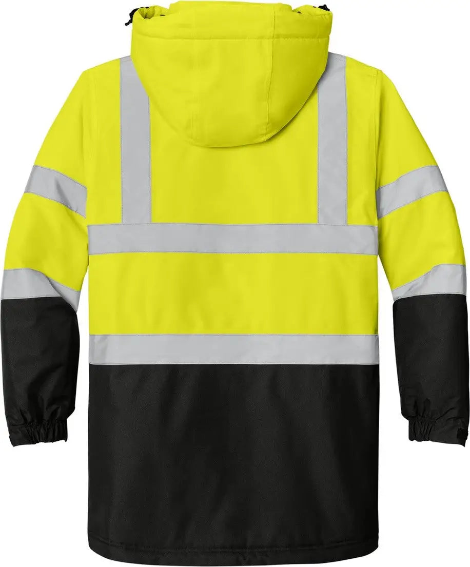 Port Authority J799s Ansi 107 Class 3 Safety Heavyweight Parka - Yellow/ Black/ Reflective / Adult Xs