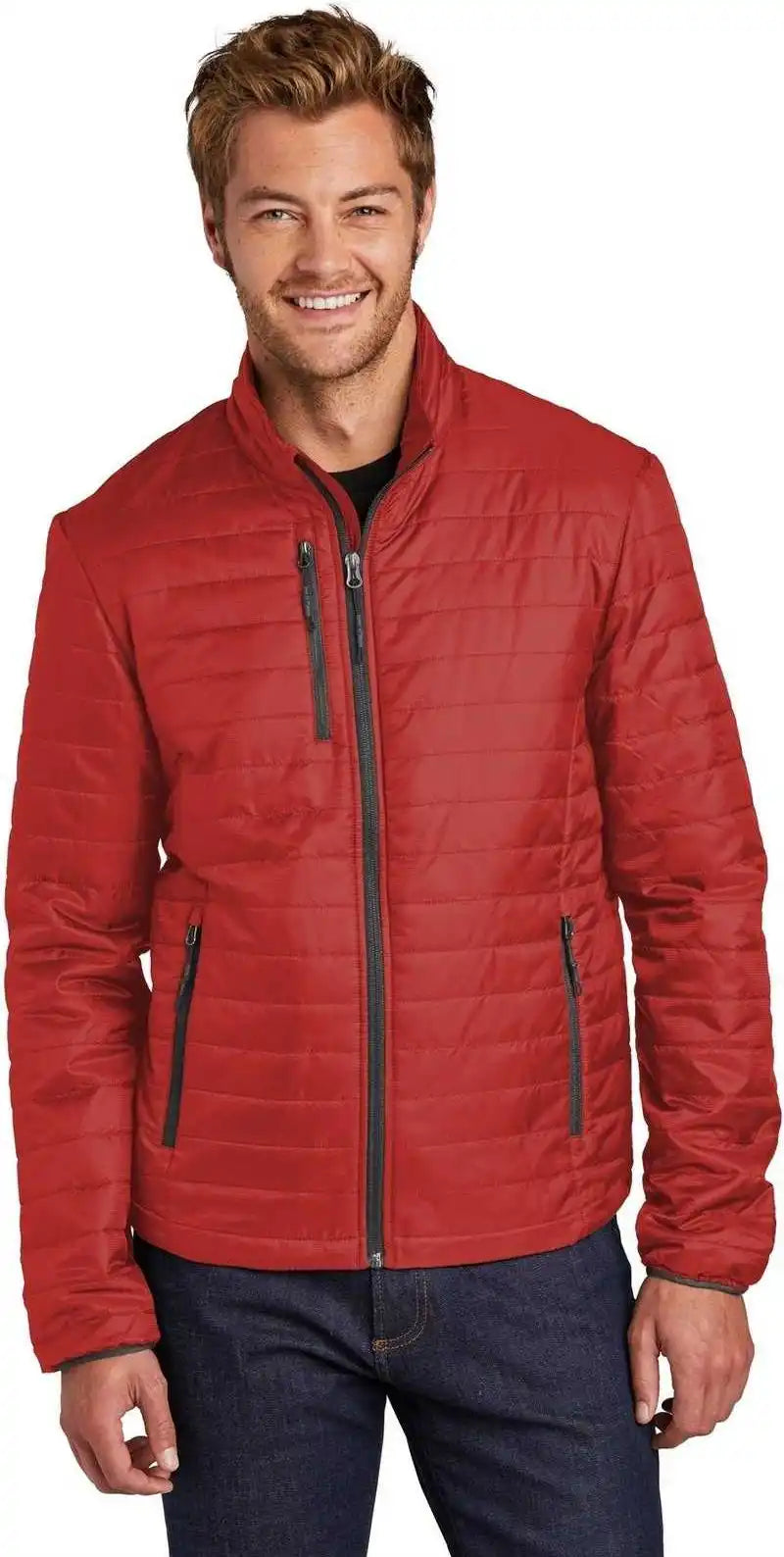 Port Authority J850 Packable Puffy Jacket - Fire Red Graphite