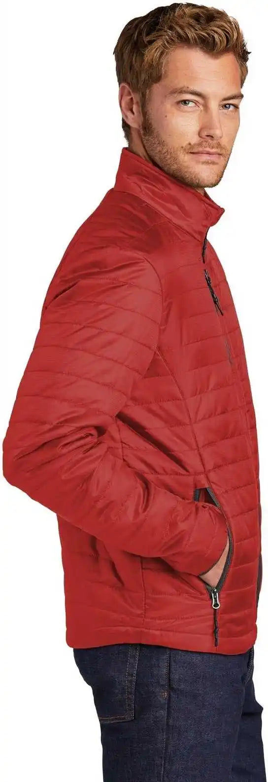 Port Authority J850 Packable Puffy Jacket Fire Red Graphite